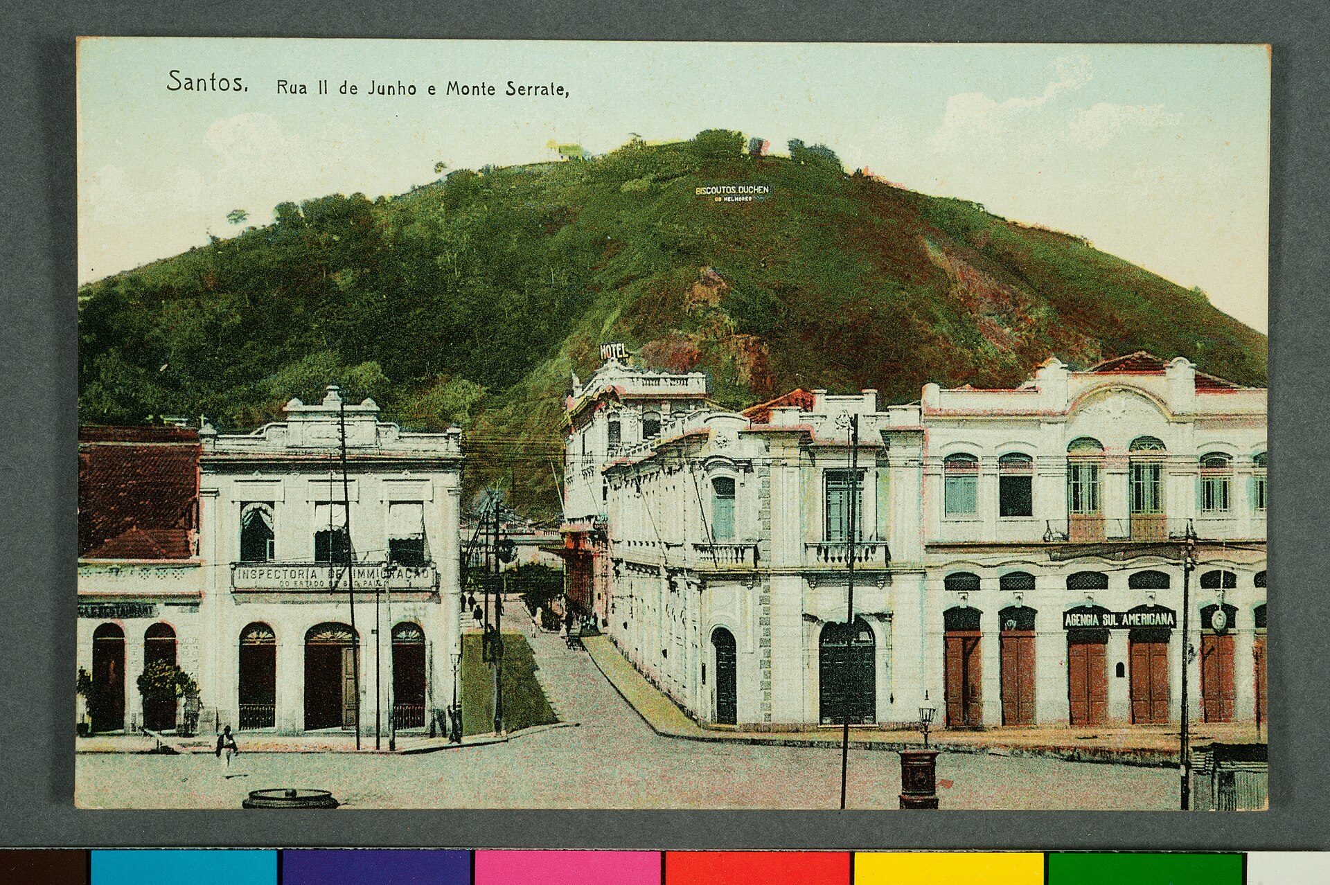 Imagem de referência de Santos. Rua 11 de Junho e Monte Serrate, descrito nos dados abertos como item da Coleção Cartões Postais, no Museu Paulista